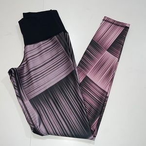 Black & purple/ rose gold zebra striped reversible mid-rise leggings